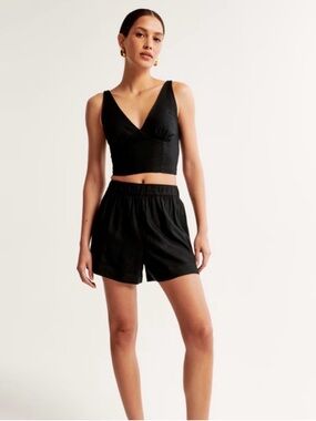 Abercrombie & Fitch Black pull on linen Shorts